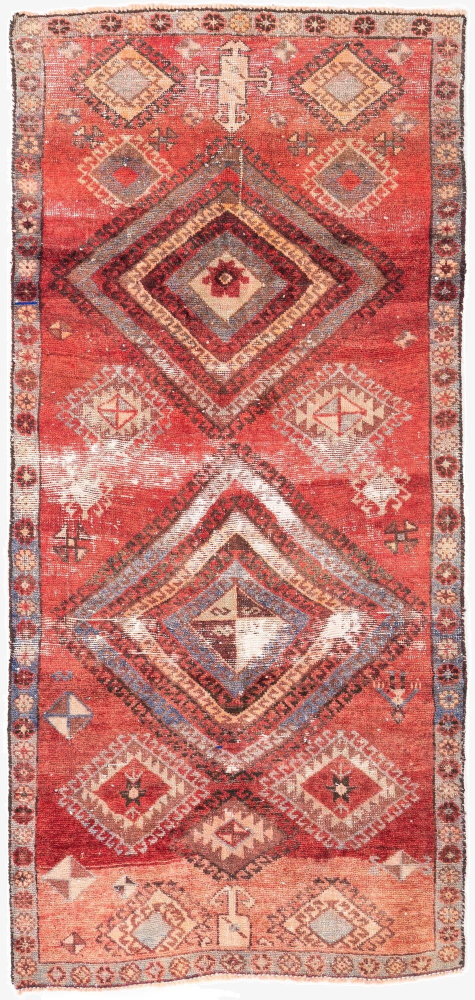  3' 3 x 6' 9  Hand Knotted Ultra Vintage Persian Wool Runner Rug