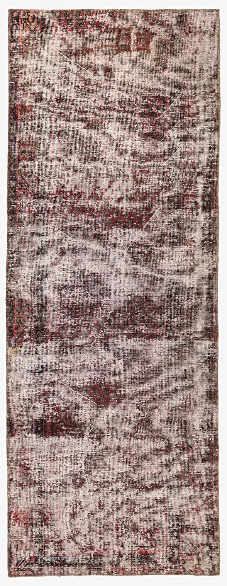  3' 2 x 8' 5  Hand Knotted Ultra Vintage Persian Wool Runner Rug