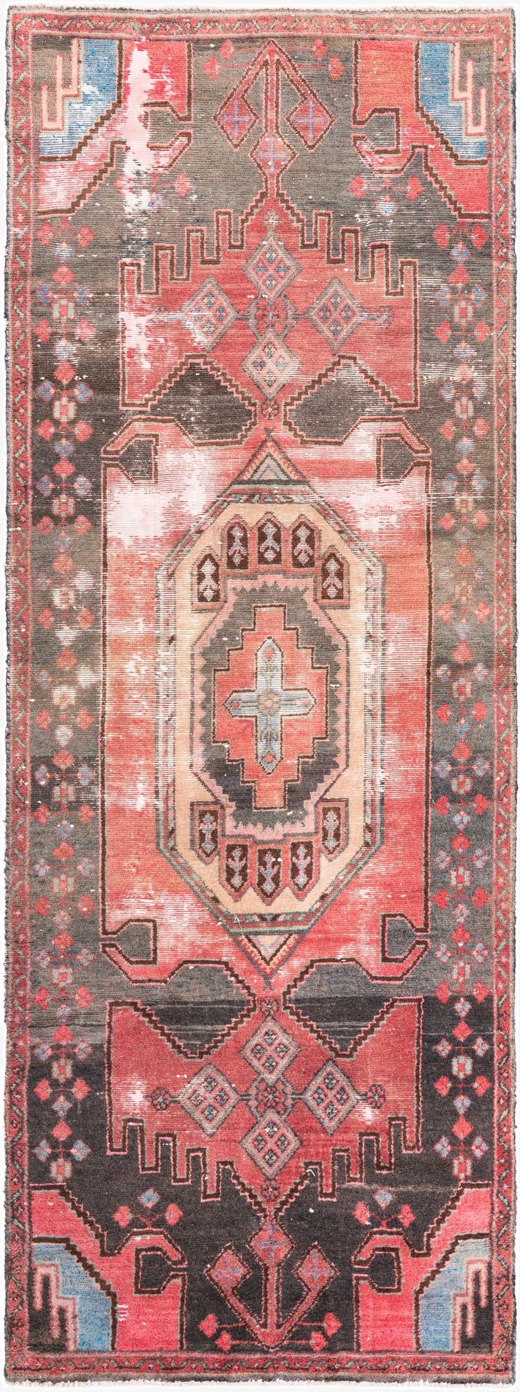  3' 5 x 9' 1  Hand Knotted Ultra Vintage Persian Wool Runner Rug