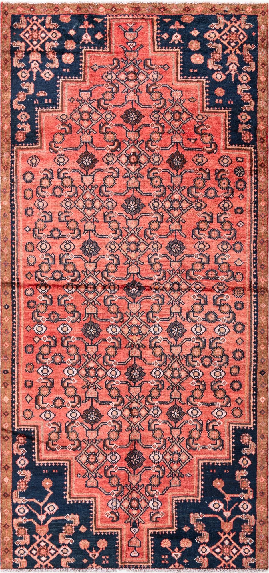 4' 1 x 8' 9  Hand Knotted Ultra Vintage Persian Wool Runner Rug