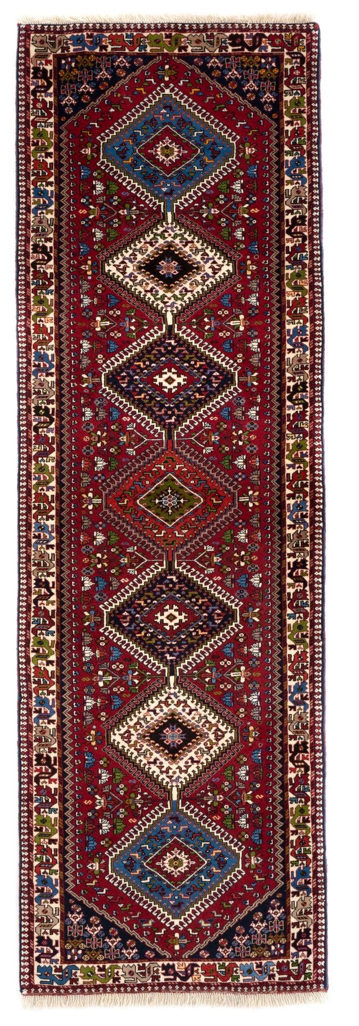  2' 11 x 9' 6  Hand Knotted Yalameh Persian Wool Runner Rug