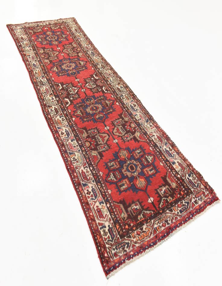 Detail image of  3' 4 x 9' 11  Hand Knotted Zanjan Persian Wool Runner Rug