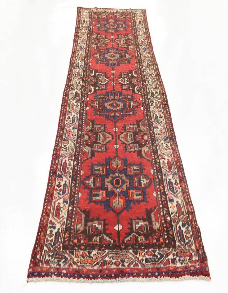 Detail image of  3' 4 x 9' 11  Hand Knotted Zanjan Persian Wool Runner Rug