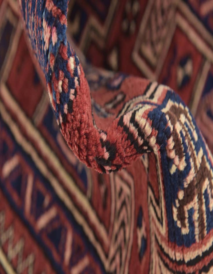 Detail image of 3' 9 x 9' 9 Hand Knotted Zanjan Persian Wool Runner Rug