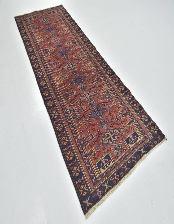 Detail image of 3' 9 x 9' 9 Hand Knotted Zanjan Persian Wool Runner Rug