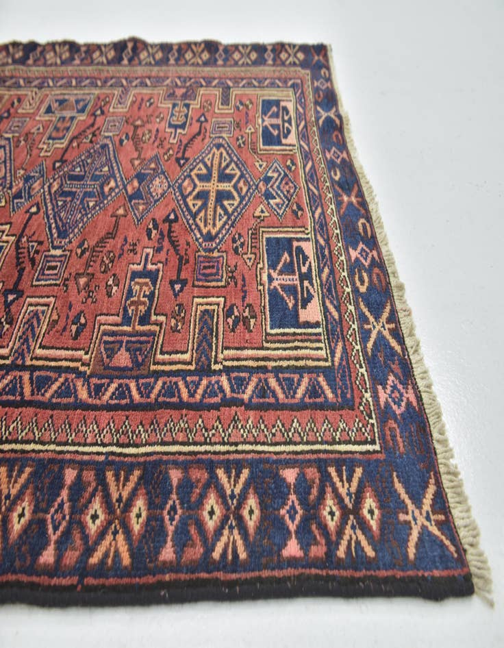 Detail image of 3' 9 x 9' 9 Hand Knotted Zanjan Persian Wool Runner Rug