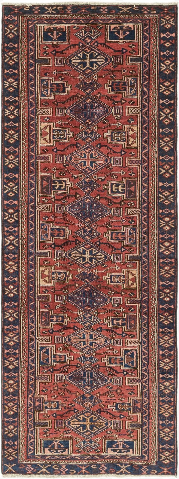  3' 9 x 9' 9  Hand Knotted Zanjan Persian Wool Runner Rug