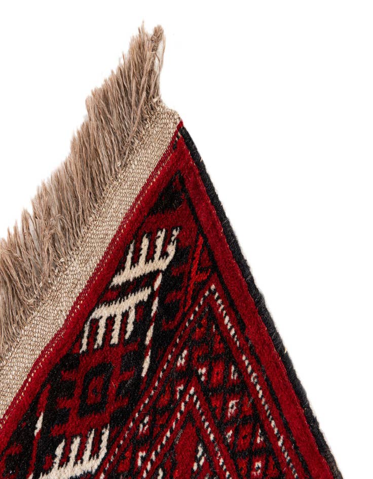 Detail image of  2' 7 x 3' 4  Hand Knotted Afghan Akhche Wool Square Rug