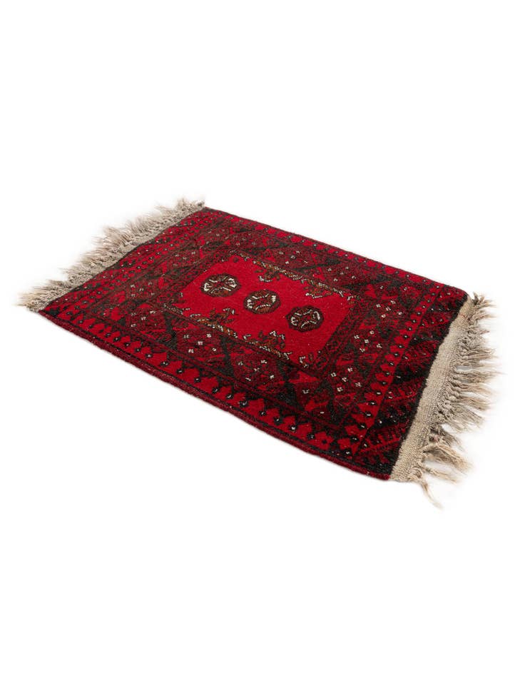 Detail image of  1' 10 x 2' 3  Hand Knotted Afghan Ersari Wool Square Rug