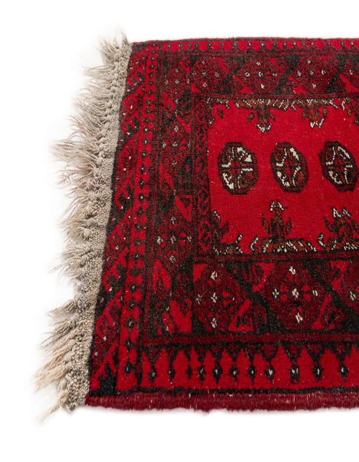 Detail image of  1' 10 x 2' 3  Hand Knotted Afghan Ersari Wool Square Rug