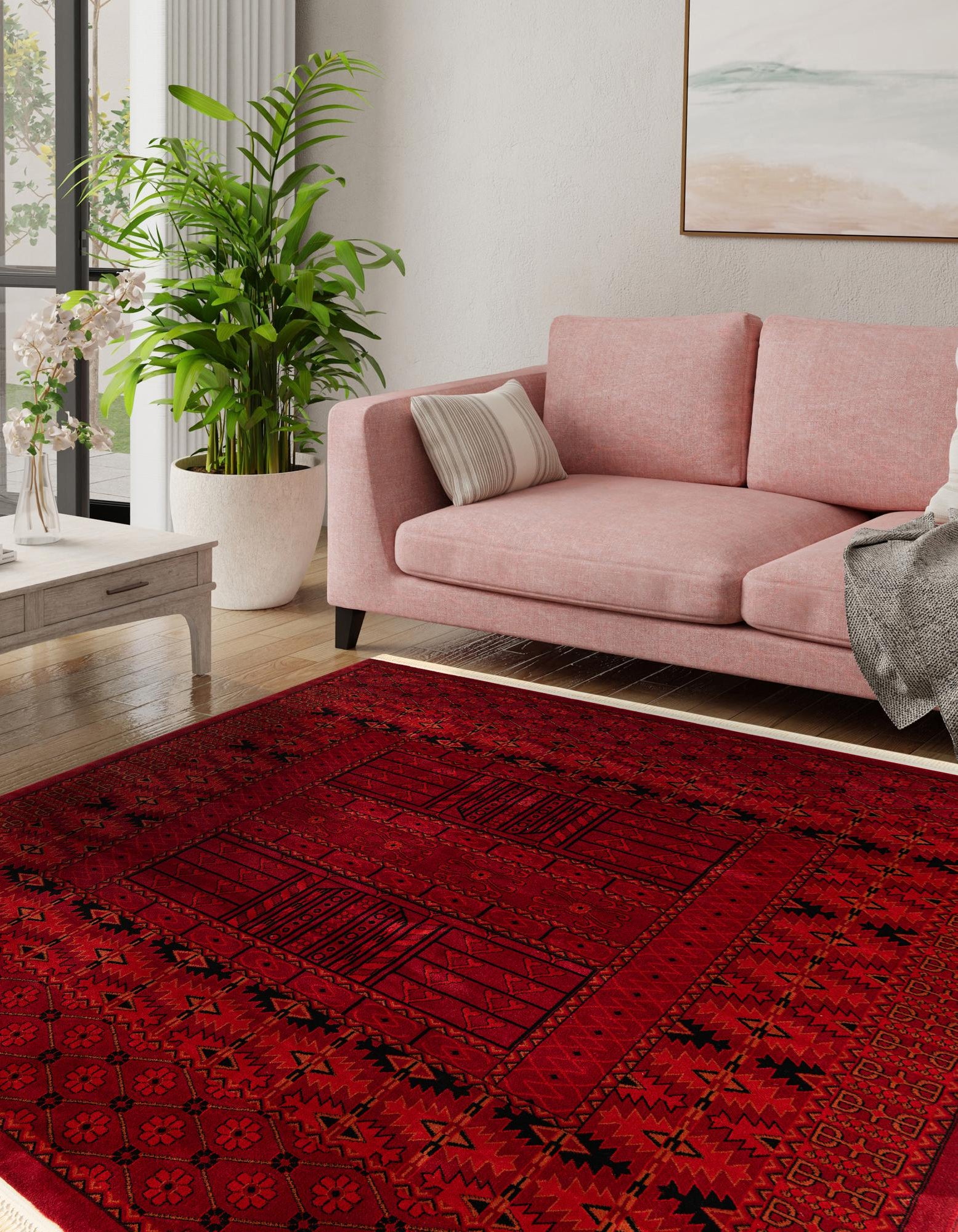 Red Square Rug Texture Red 10' x 10' Bokhara Square Rug | Rugs.com