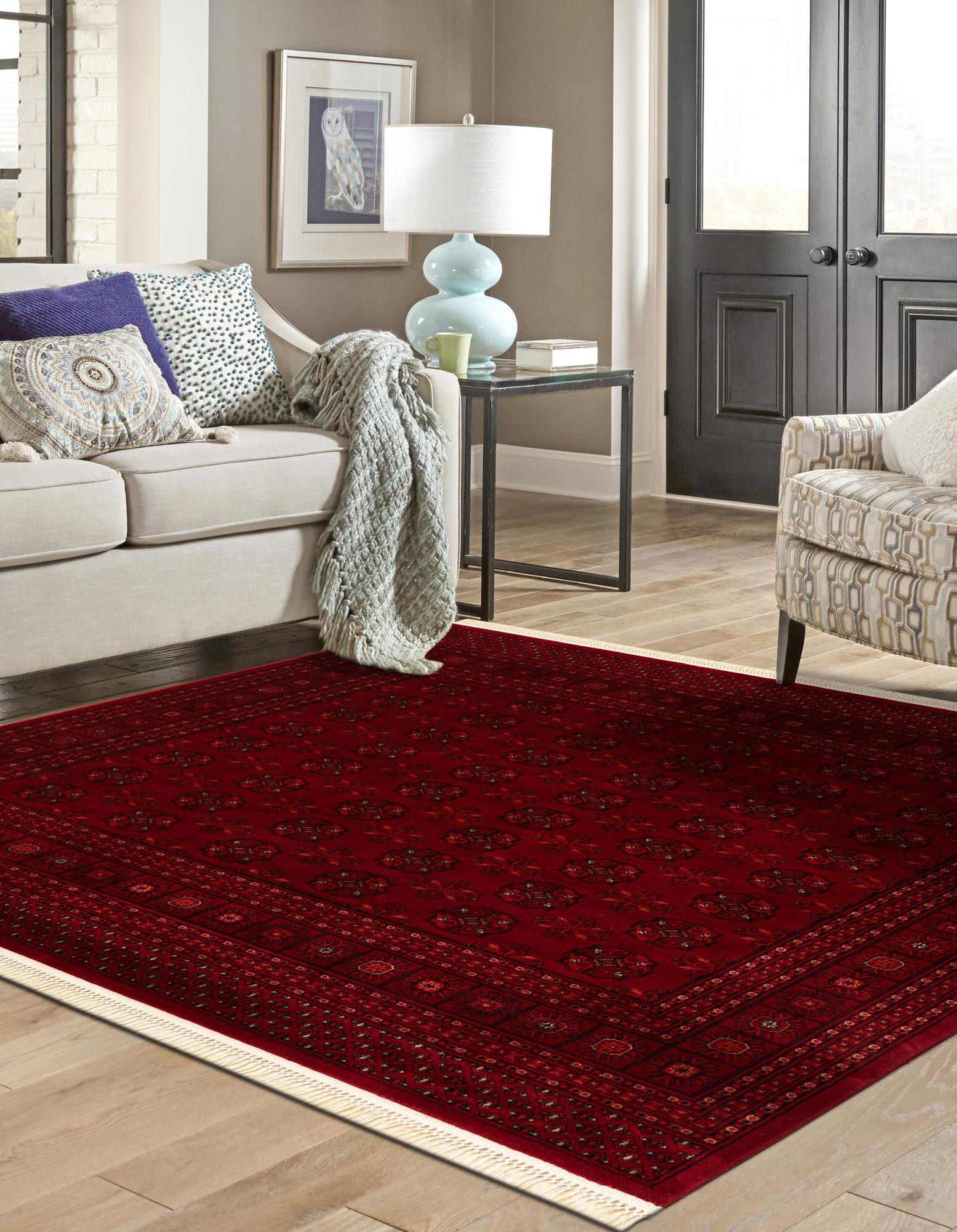Red 6' 1 x 6' 1 Bokhara Square Rug | Rugs.com