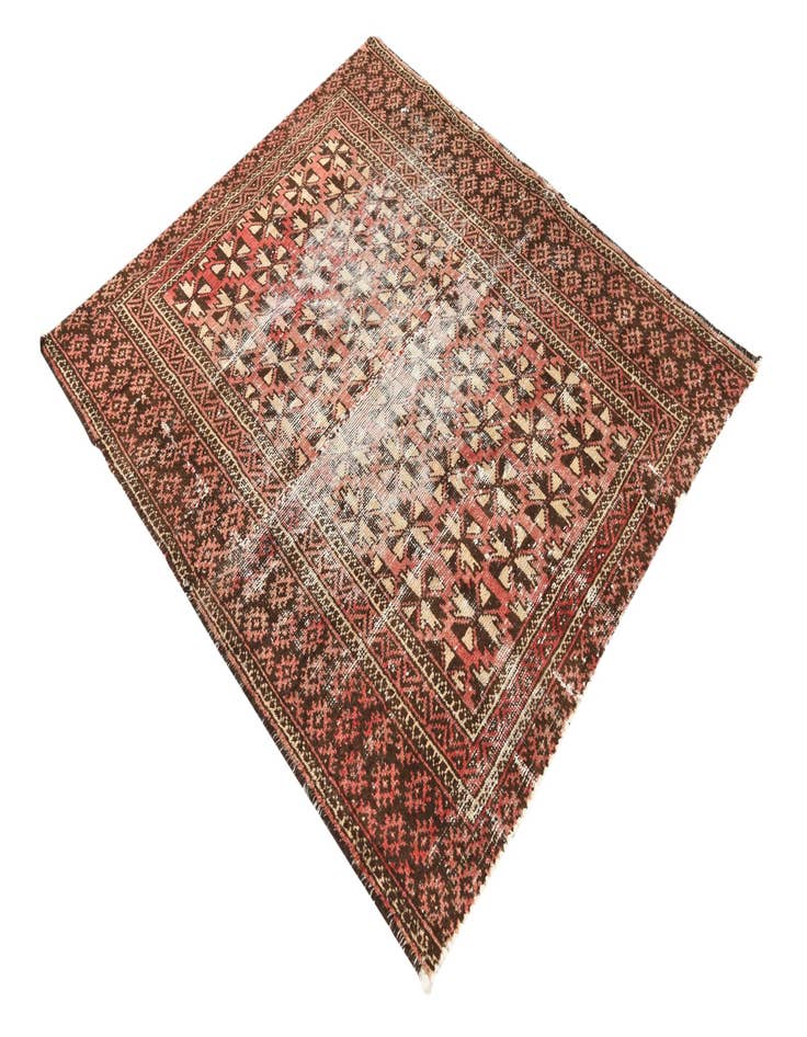 Detail image of  4' x 4' 7  Hand Knotted Hamedan Persian Wool Square Rug