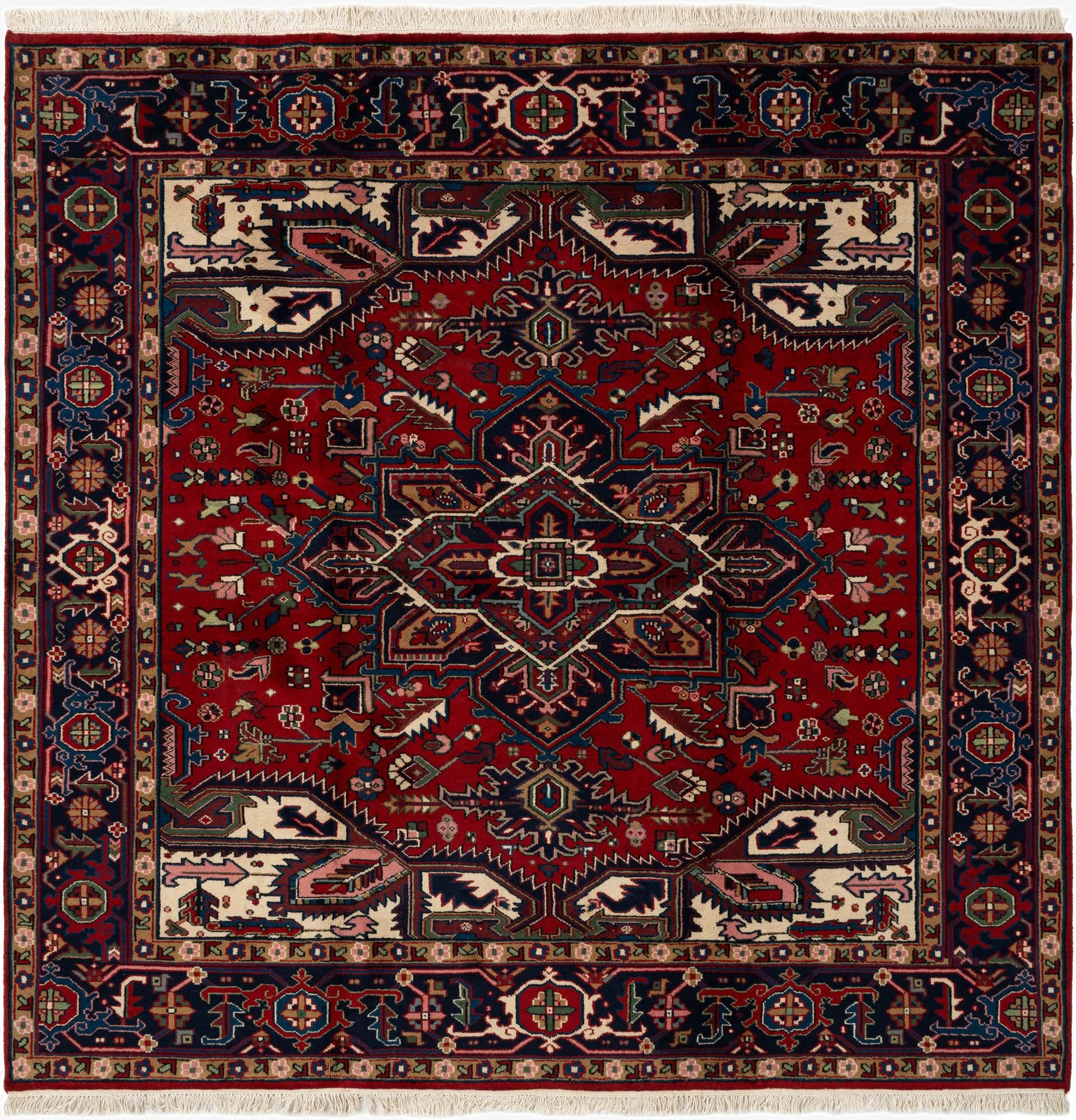  8' 3 x 8' 3  Hand Knotted Heriz Wool Square Rug