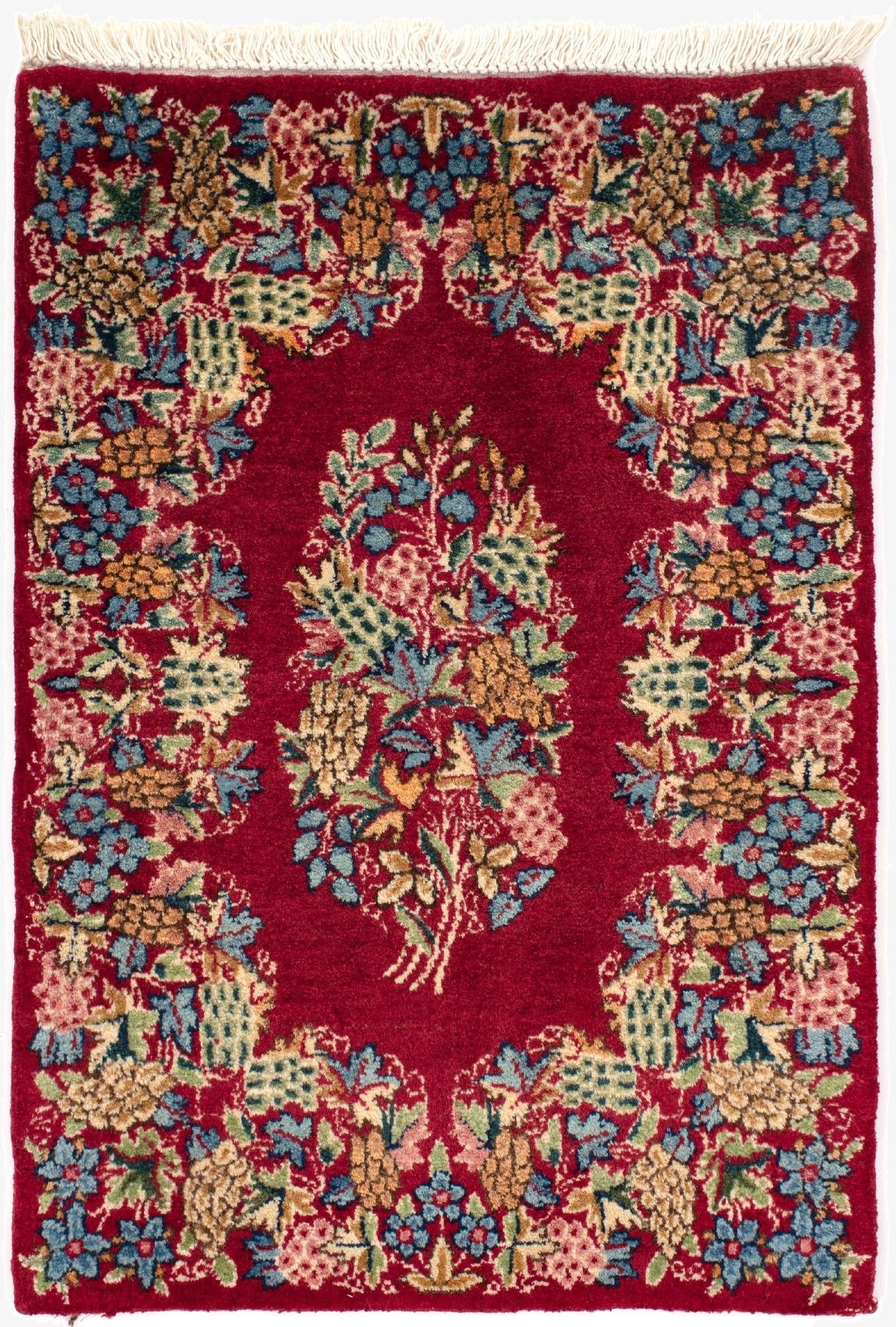  1' 8 x 2' 4  Hand Knotted Kerman Persian Square Rug