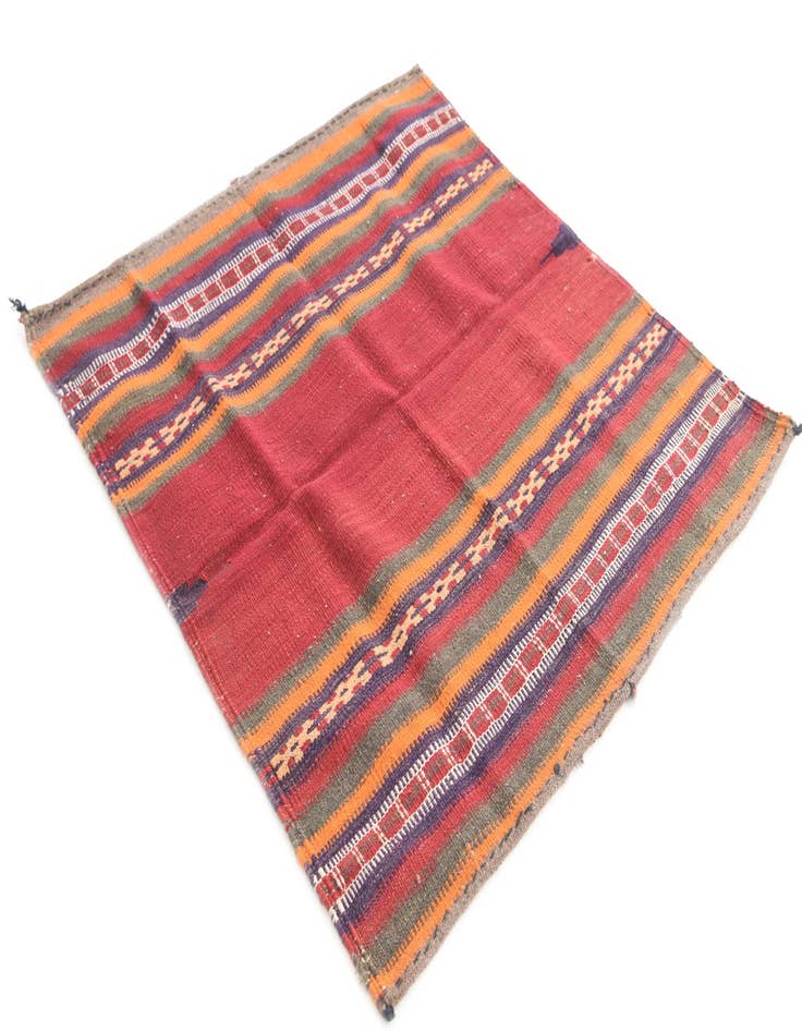 Detail image of  3' 6 x 3' 9  Hand Woven Kilim Afghan Wool Square Rug