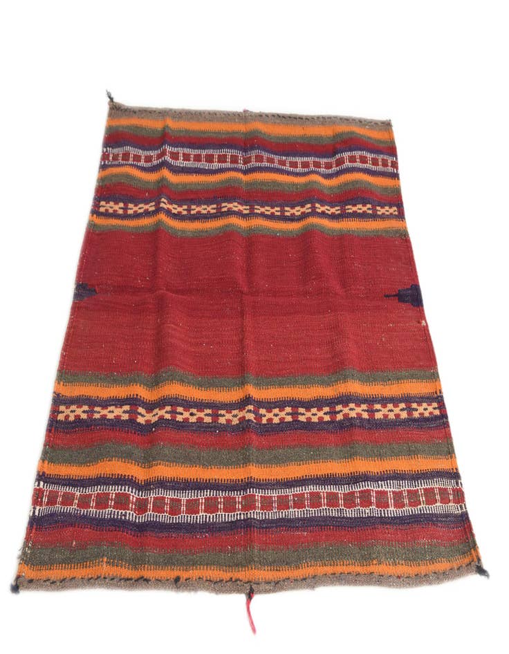 Detail image of  3' 6 x 3' 9  Hand Woven Kilim Afghan Wool Square Rug