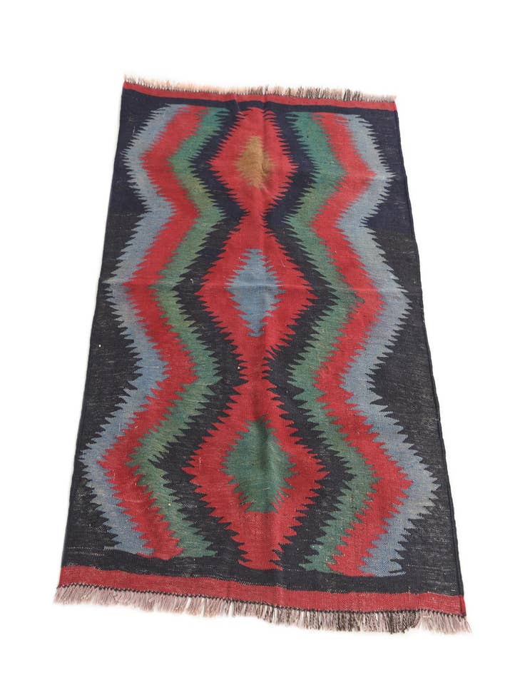 Detail image of  3' x 3' 5  Hand Woven Kilim Afghan Wool Square Rug