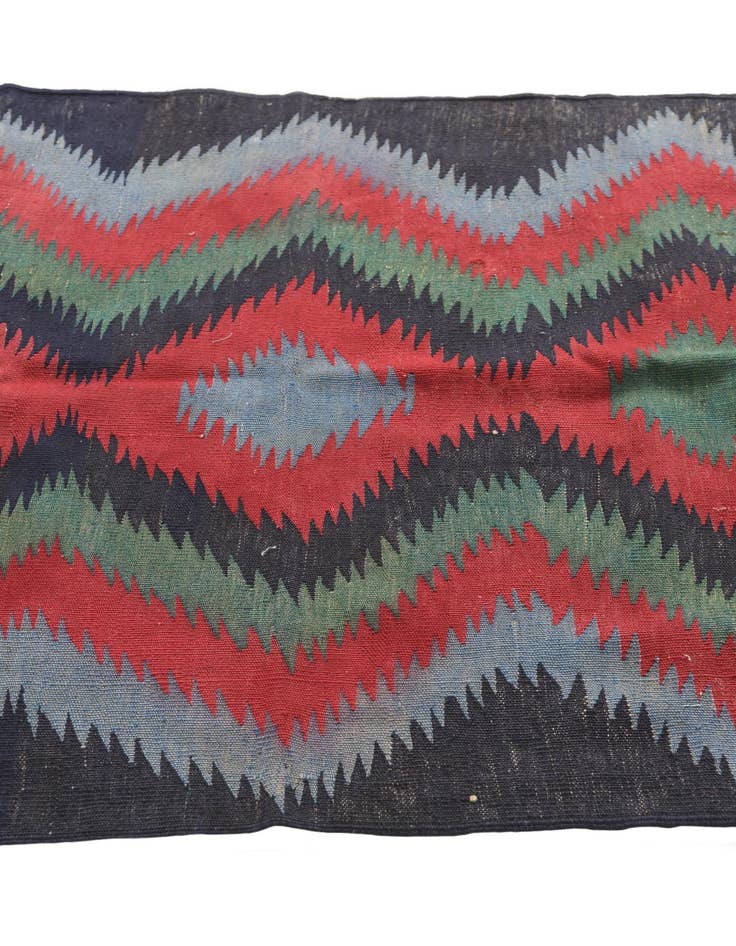 Detail image of  3' x 3' 5  Hand Woven Kilim Afghan Wool Square Rug