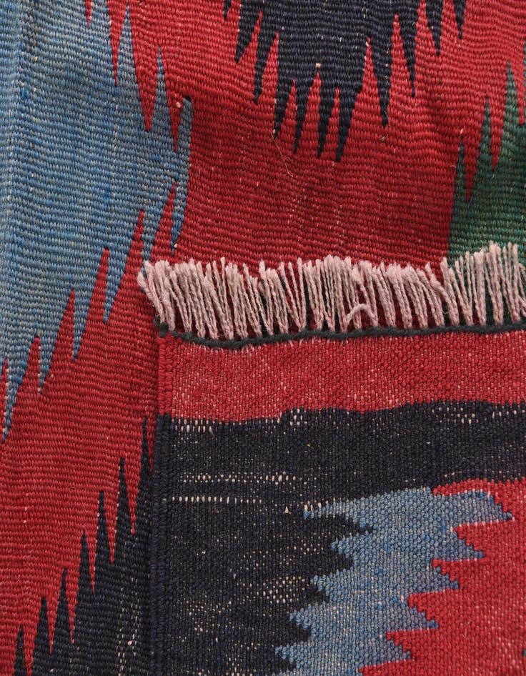 Detail image of  3' x 3' 5  Hand Woven Kilim Afghan Wool Square Rug