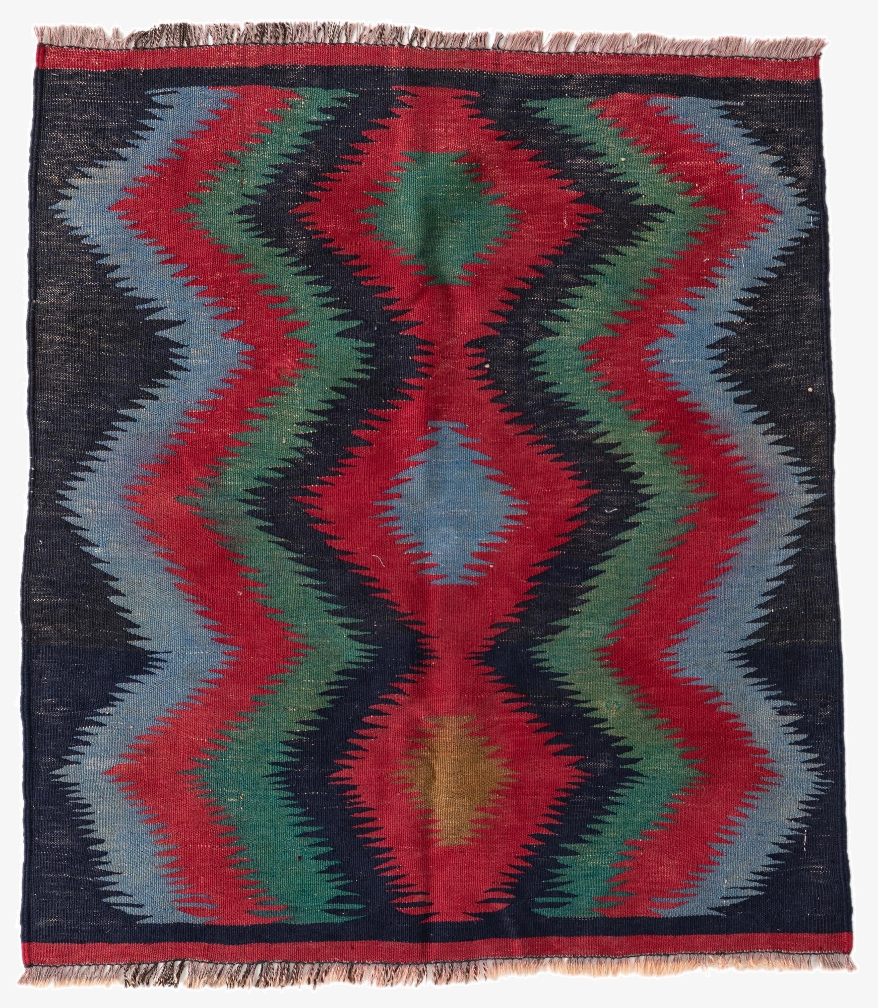  3' x 3' 5  Hand Woven Kilim Afghan Wool Square Rug