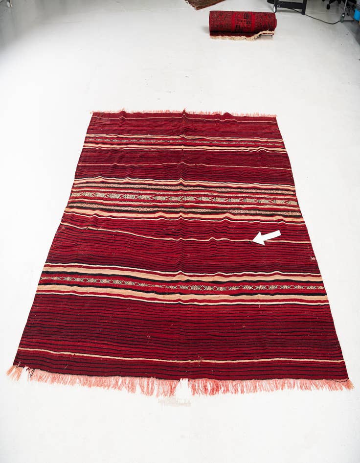 Detail image of  5' 10 x 6' 10  Hand Woven Kilim Dhurrie Wool Square Rug