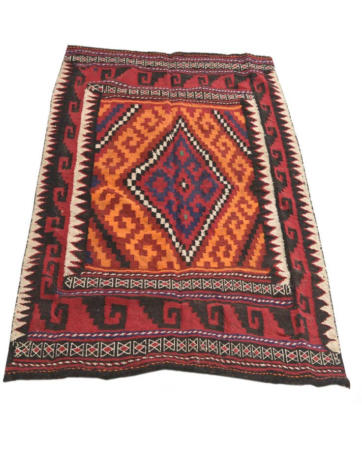 Detail image of  4' 4 x 4' 6  Hand Woven Kilim Fars Wool Square Rug