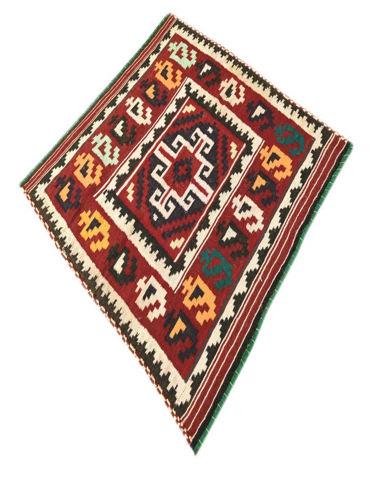 Detail image of  3' 9 x 4' 1  Hand Woven Kilim Fars Wool Square Rug