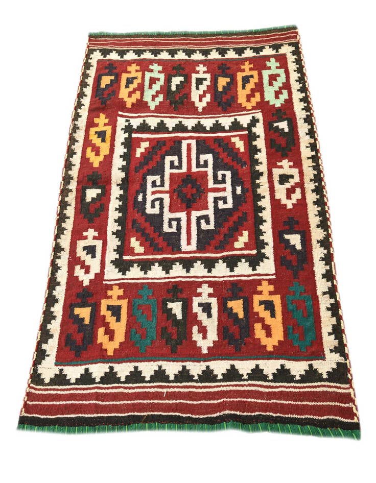 Detail image of  3' 9 x 4' 1  Hand Woven Kilim Fars Wool Square Rug