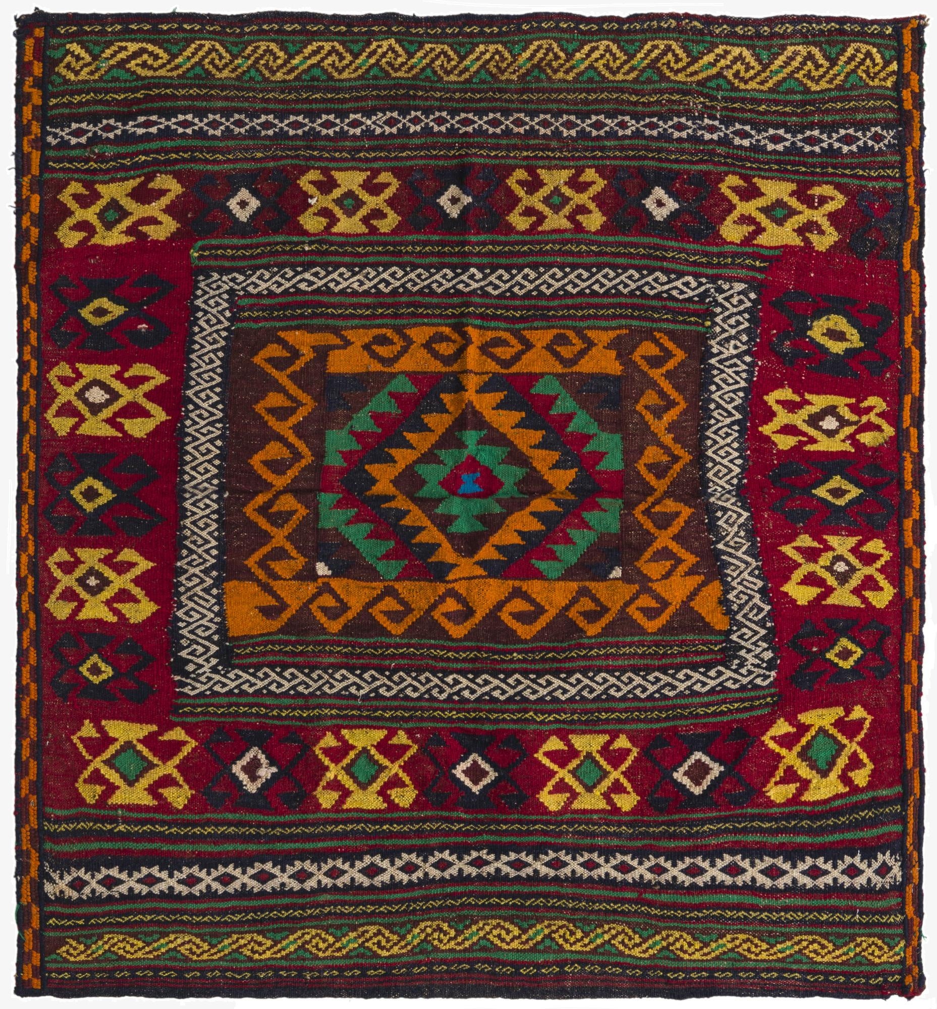  4' x 4' 3  Hand Woven Kilim Fars Wool Square Rug