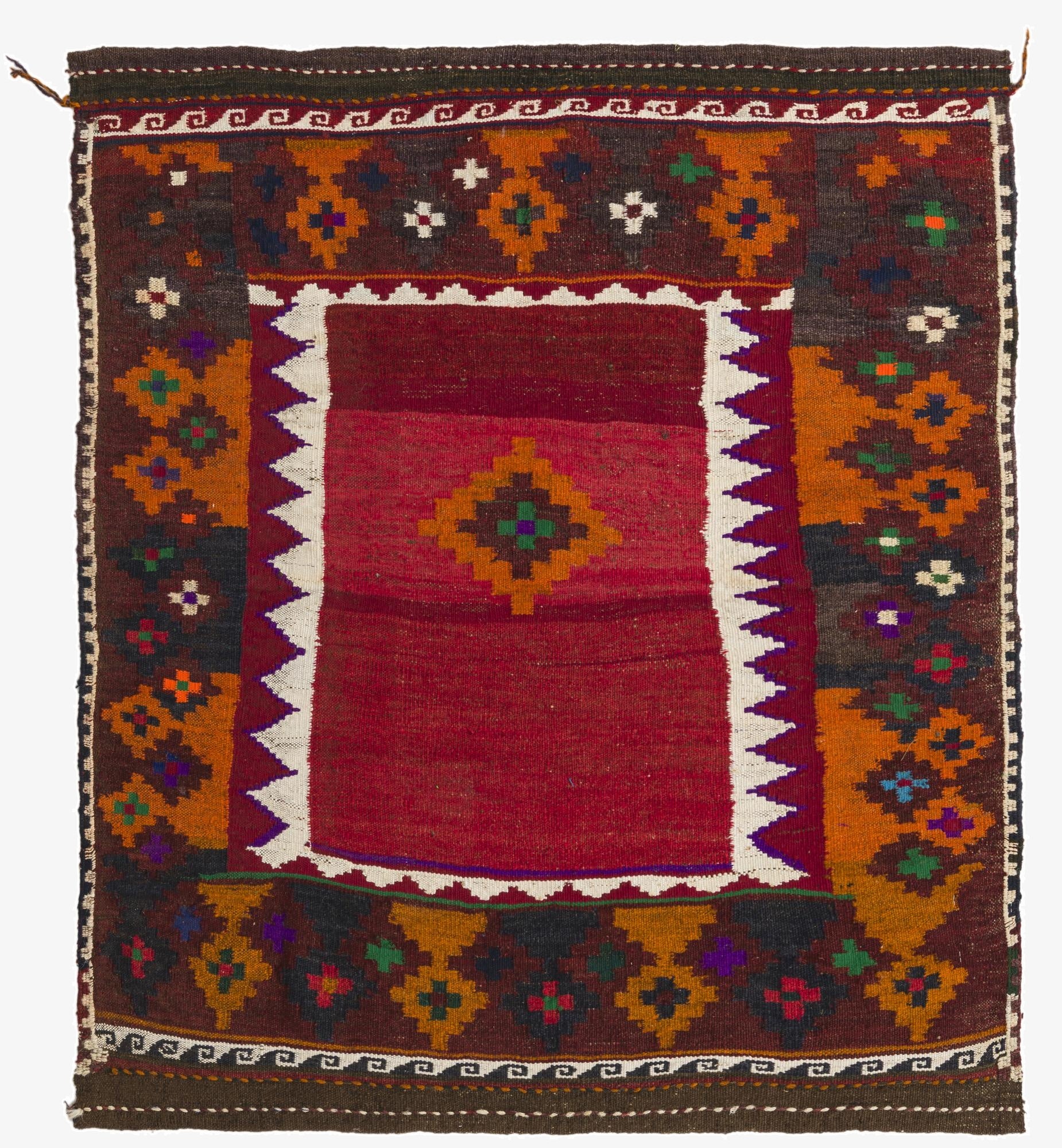  3' 8 x 4' 3  Hand Woven Kilim Fars Wool Square Rug