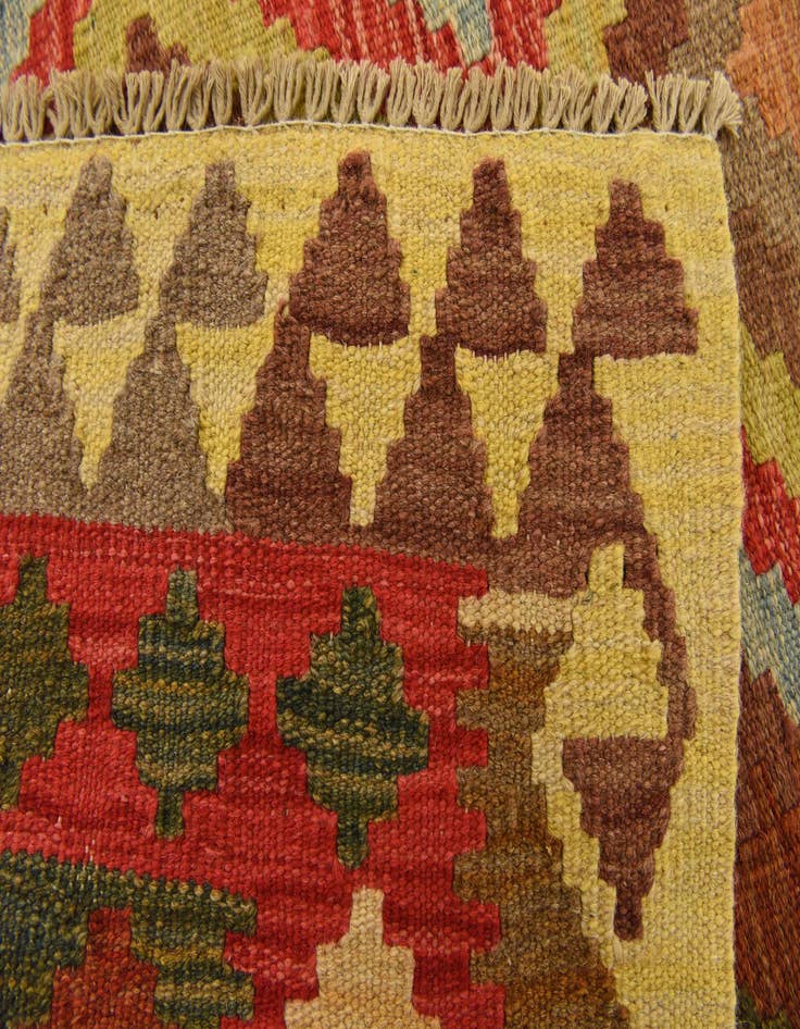 Detail image of  3' 1 x 3' 6  Hand Woven Kilim Maymana Wool Square Rug