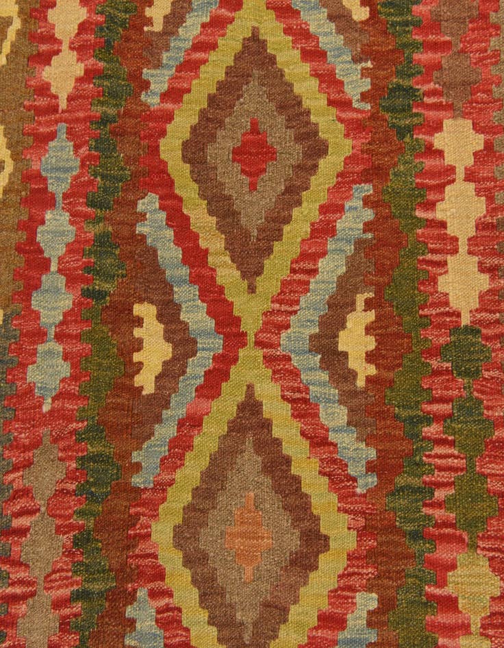 Detail image of  3' 1 x 3' 6  Hand Woven Kilim Maymana Wool Square Rug