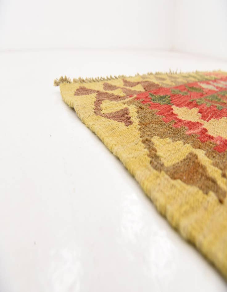 Detail image of  3' 1 x 3' 6  Hand Woven Kilim Maymana Wool Square Rug