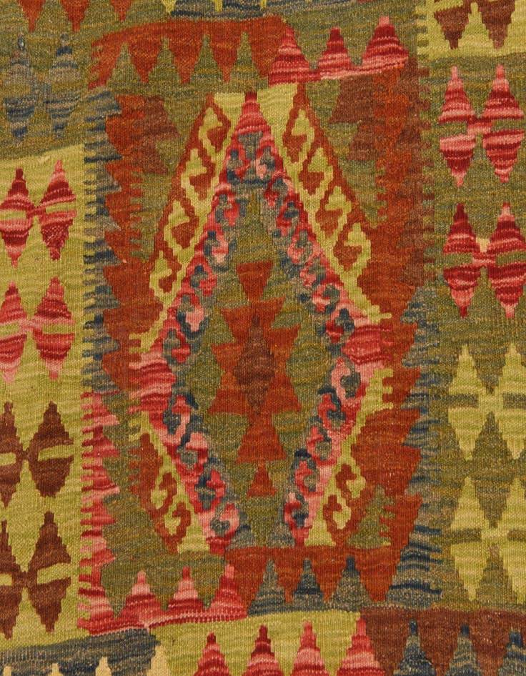 Detail image of  3' 3 x 3' 4  Hand Woven Kilim Maymana Wool Square Rug