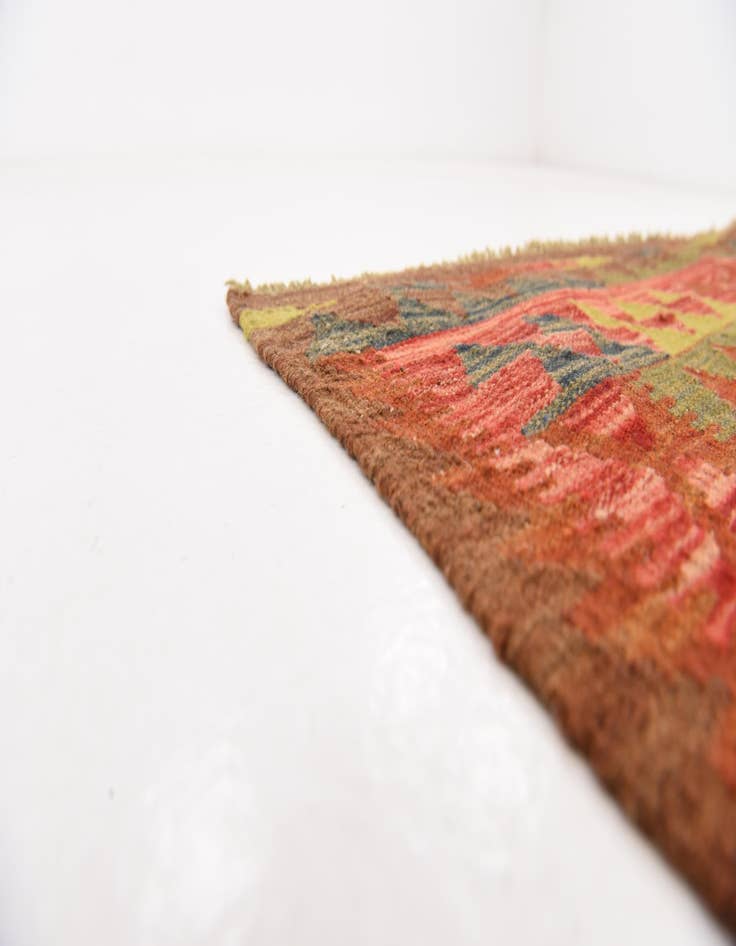 Detail image of  3' 3 x 3' 4  Hand Woven Kilim Maymana Wool Square Rug