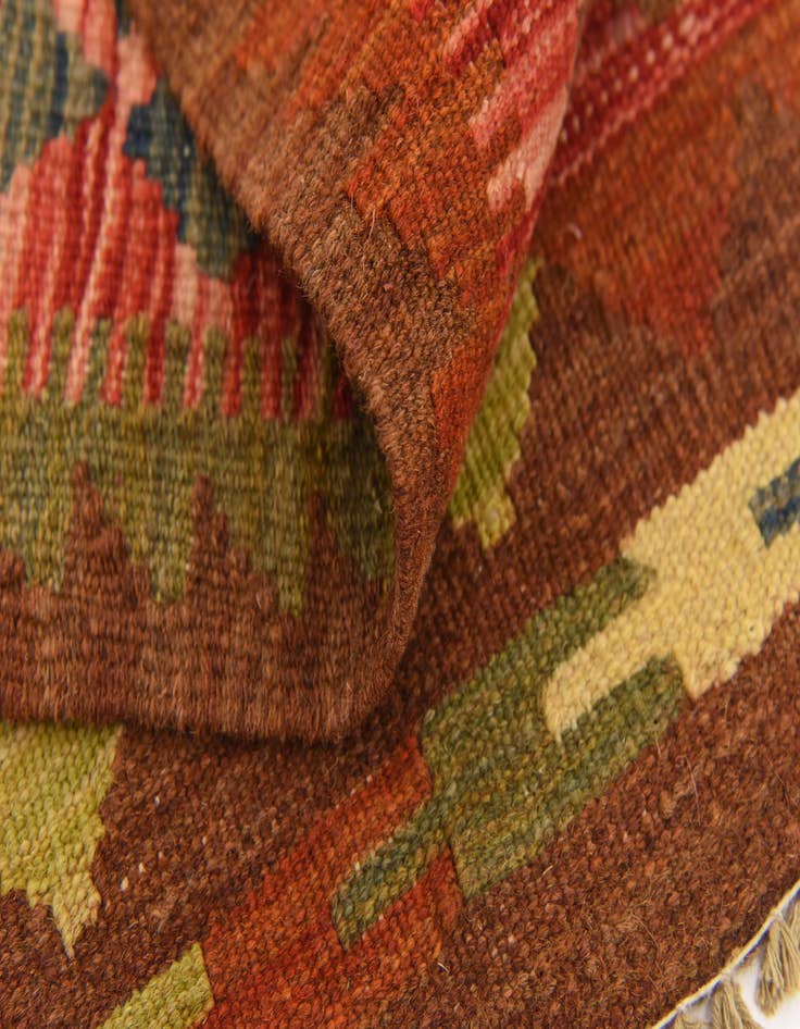 Detail image of  3' 3 x 3' 4  Hand Woven Kilim Maymana Wool Square Rug