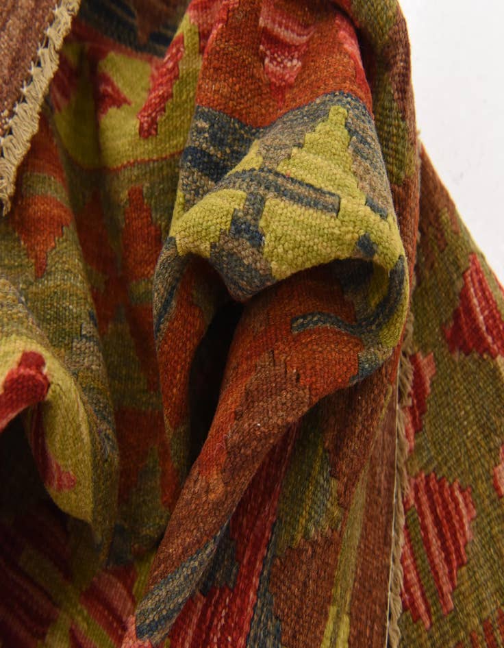 Detail image of  3' 3 x 3' 4  Hand Woven Kilim Maymana Wool Square Rug