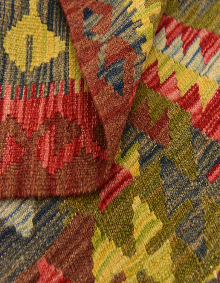 Detail image of  3' 4 x 3' 10  Hand Woven Kilim Maymana Wool Square Rug