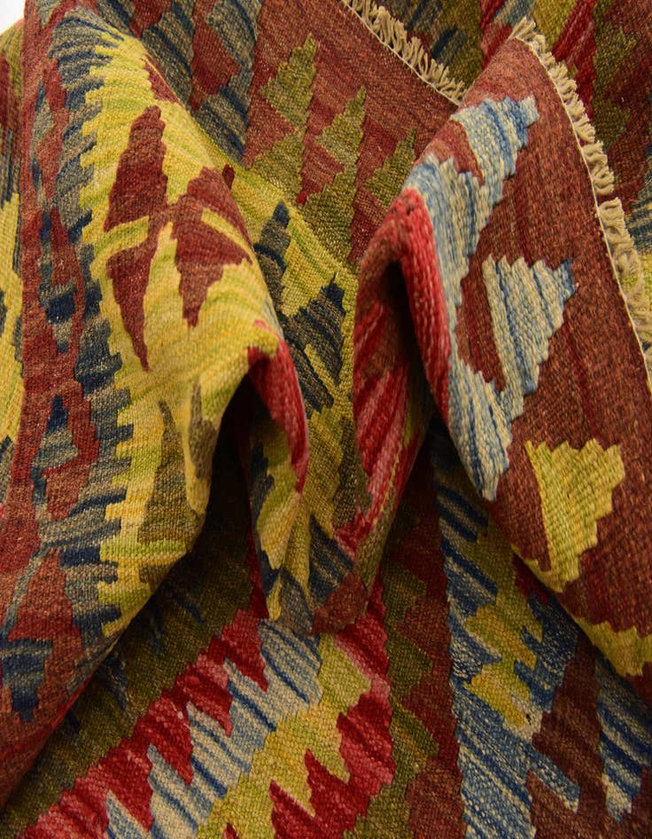 Detail image of  3' 4 x 3' 10  Hand Woven Kilim Maymana Wool Square Rug