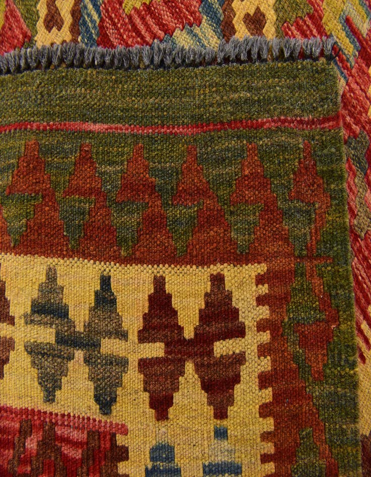 Detail image of  3' 2 x 3' 8  Hand Woven Kilim Maymana Wool Square Rug