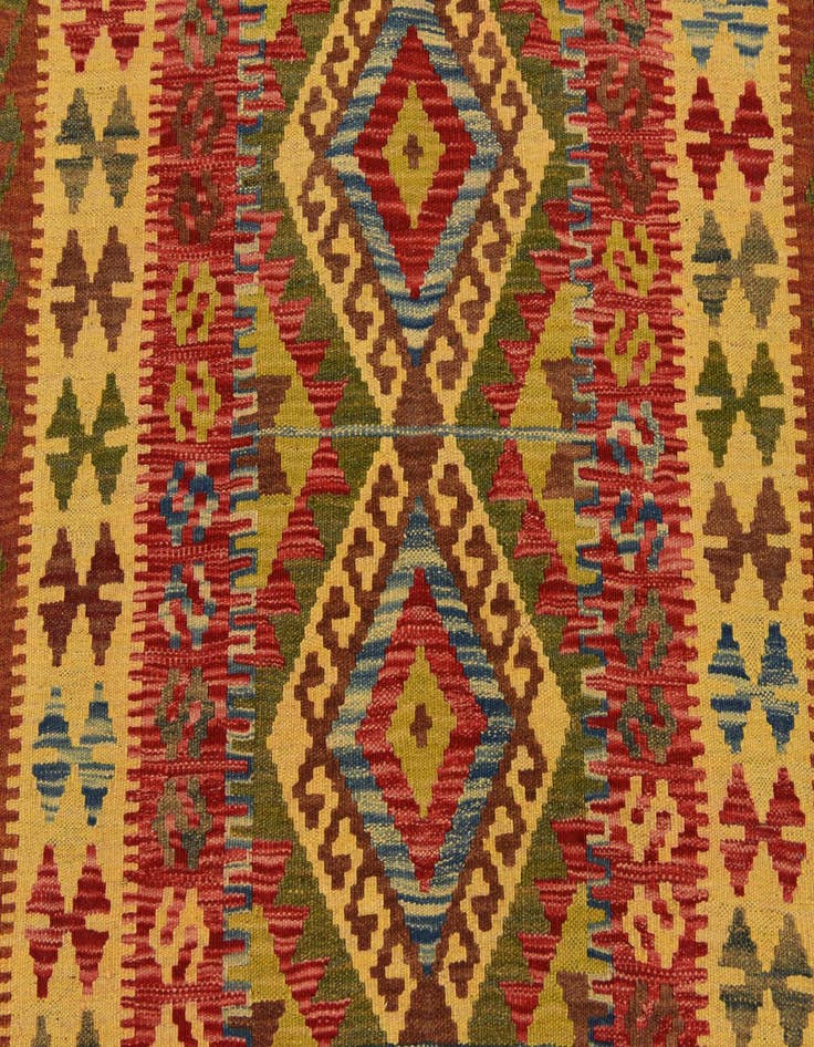 Detail image of  3' 2 x 3' 8  Hand Woven Kilim Maymana Wool Square Rug