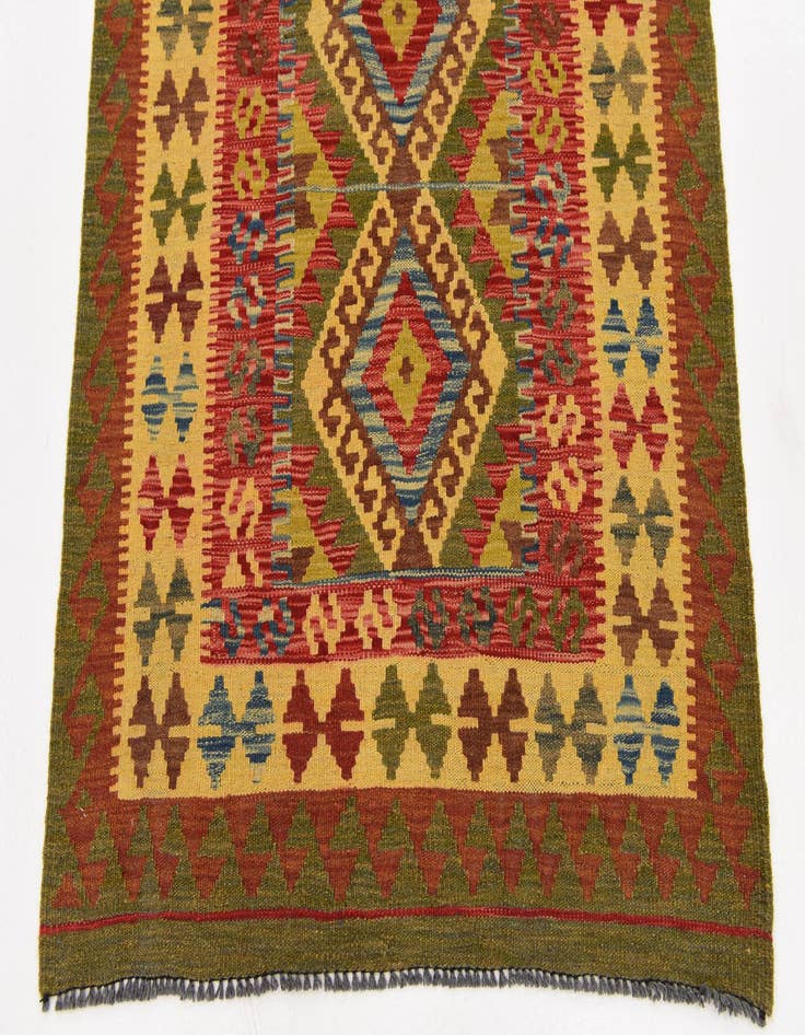 Detail image of  3' 2 x 3' 8  Hand Woven Kilim Maymana Wool Square Rug