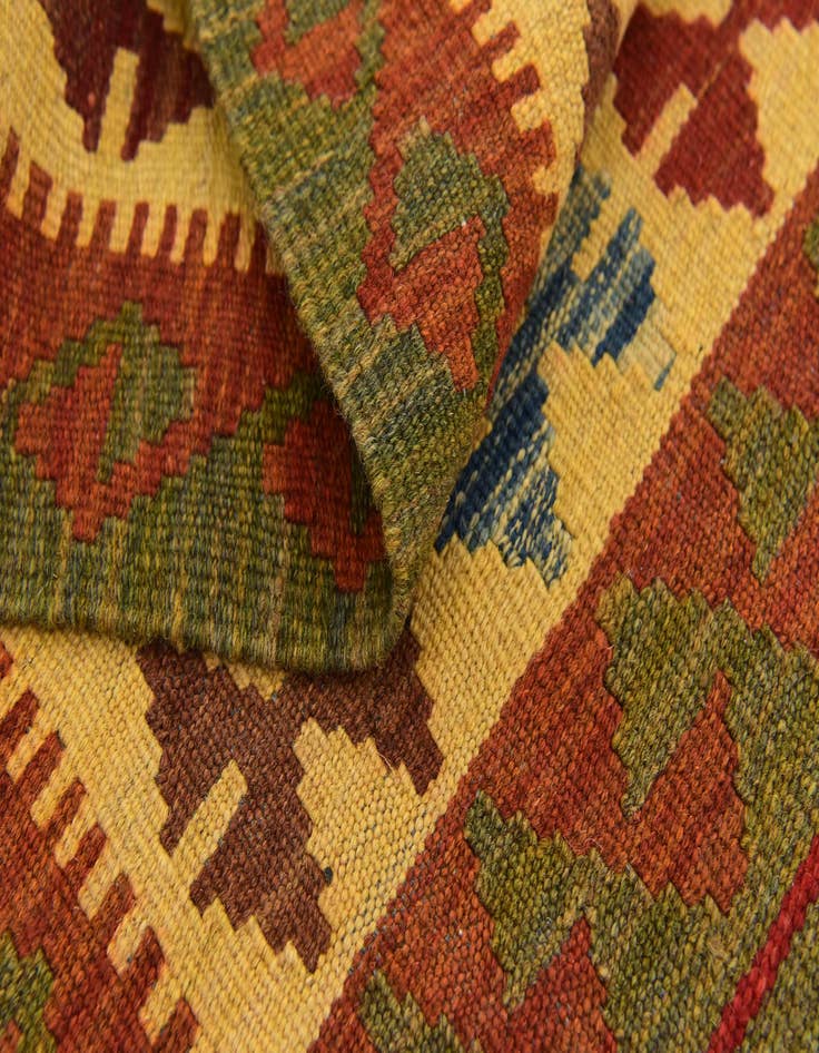 Detail image of  3' 2 x 3' 8  Hand Woven Kilim Maymana Wool Square Rug