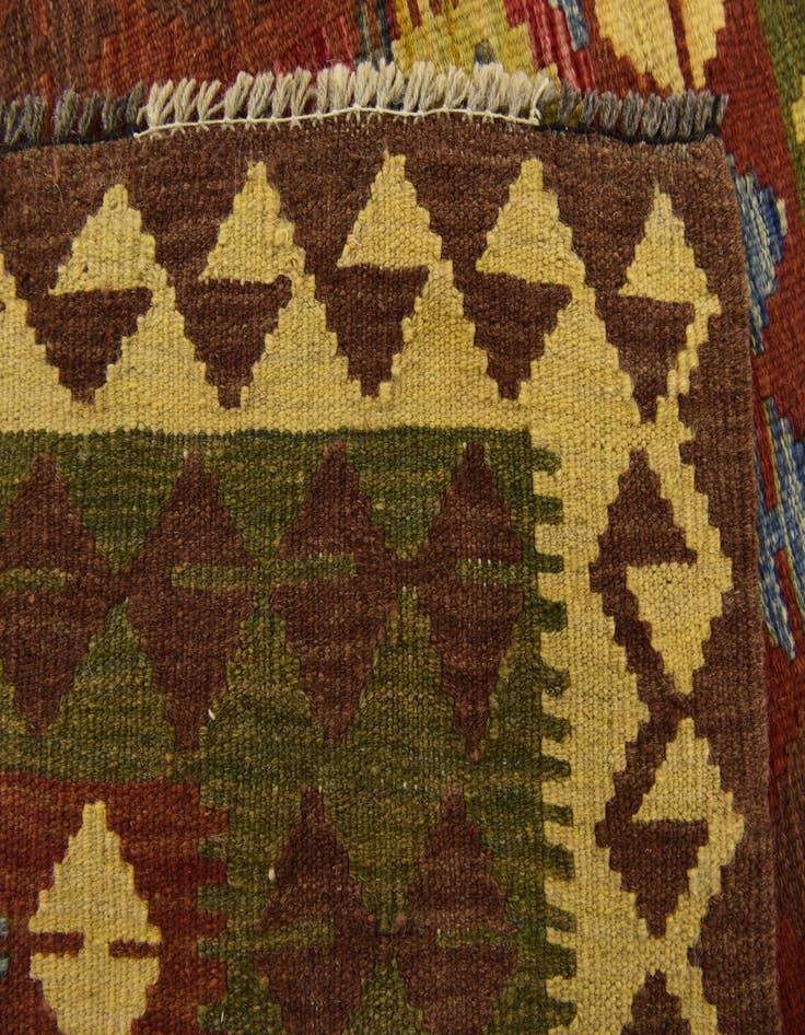 Detail image of  3' 4 x 3' 6  Hand Woven Kilim Maymana Wool Square Rug