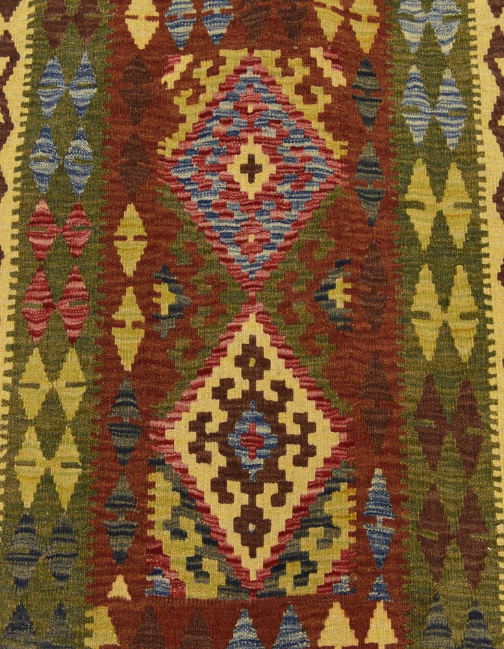 Detail image of  3' 4 x 3' 6  Hand Woven Kilim Maymana Wool Square Rug