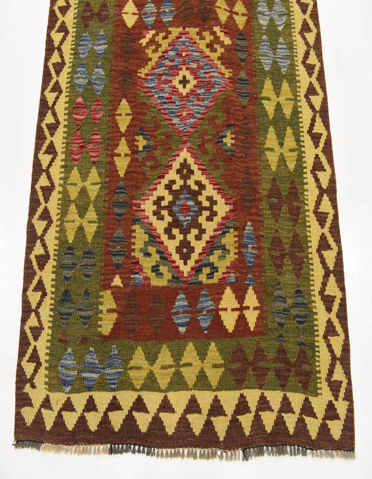 Detail image of  3' 4 x 3' 6  Hand Woven Kilim Maymana Wool Square Rug