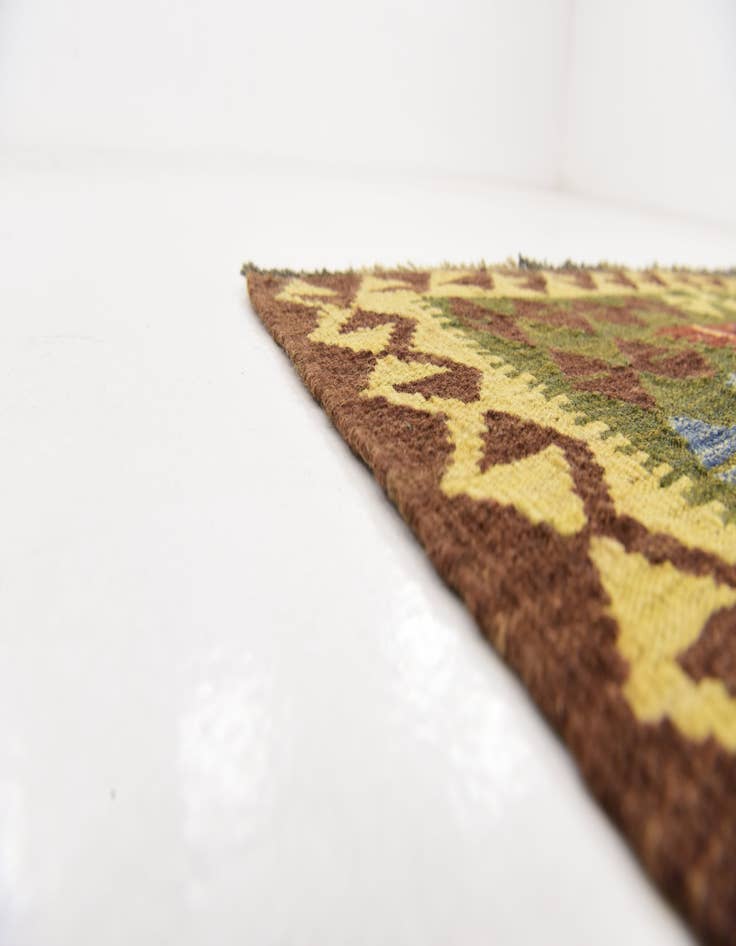 Detail image of  3' 4 x 3' 6  Hand Woven Kilim Maymana Wool Square Rug