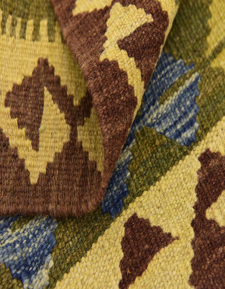 Detail image of  3' 4 x 3' 6  Hand Woven Kilim Maymana Wool Square Rug