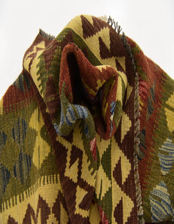 Detail image of  3' 4 x 3' 6  Hand Woven Kilim Maymana Wool Square Rug